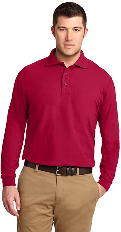 Port Authority Mens Silk Touch Long Sleeve Golf Polo Shirts