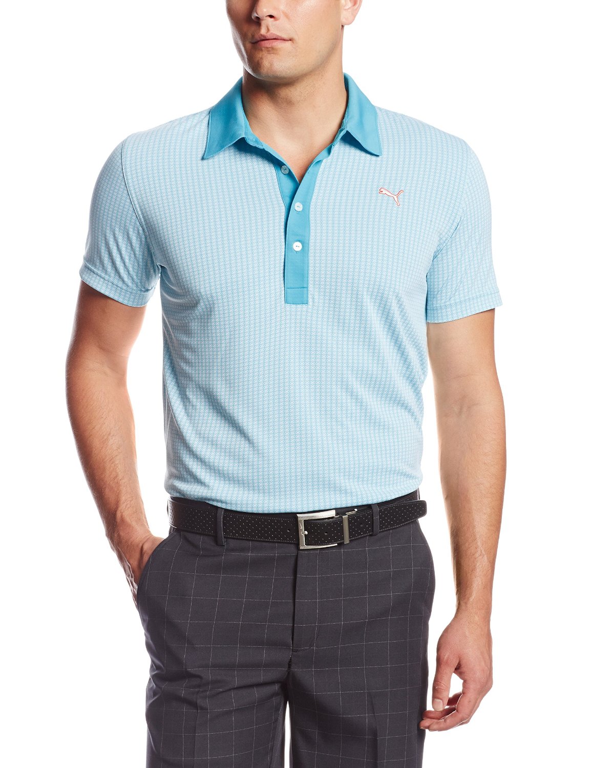 Mens NA Jacquard Pattern Golf Polo Shirts