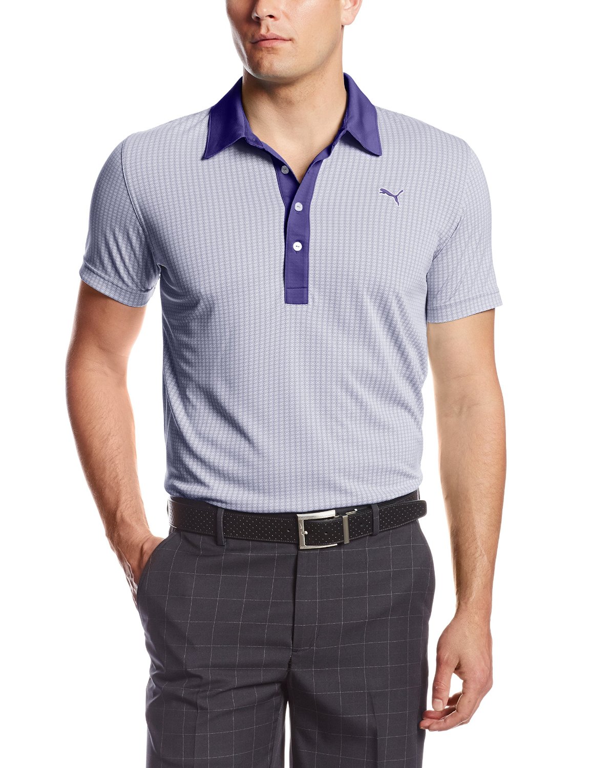 Mens Puma NA Jacquard Pattern Golf Polo Shirts