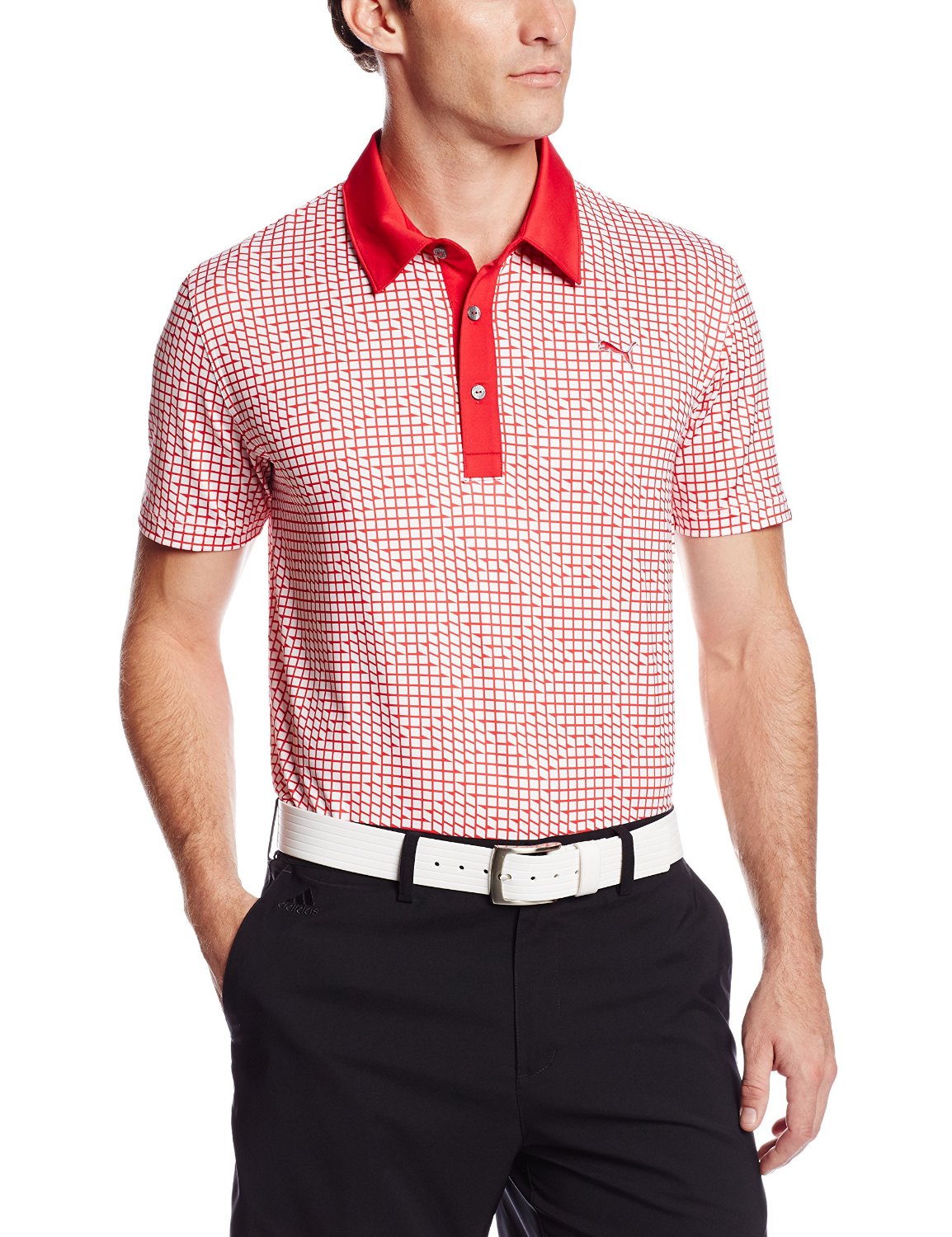 Mens Puma NA Pattern Print Golf Polo Shirts