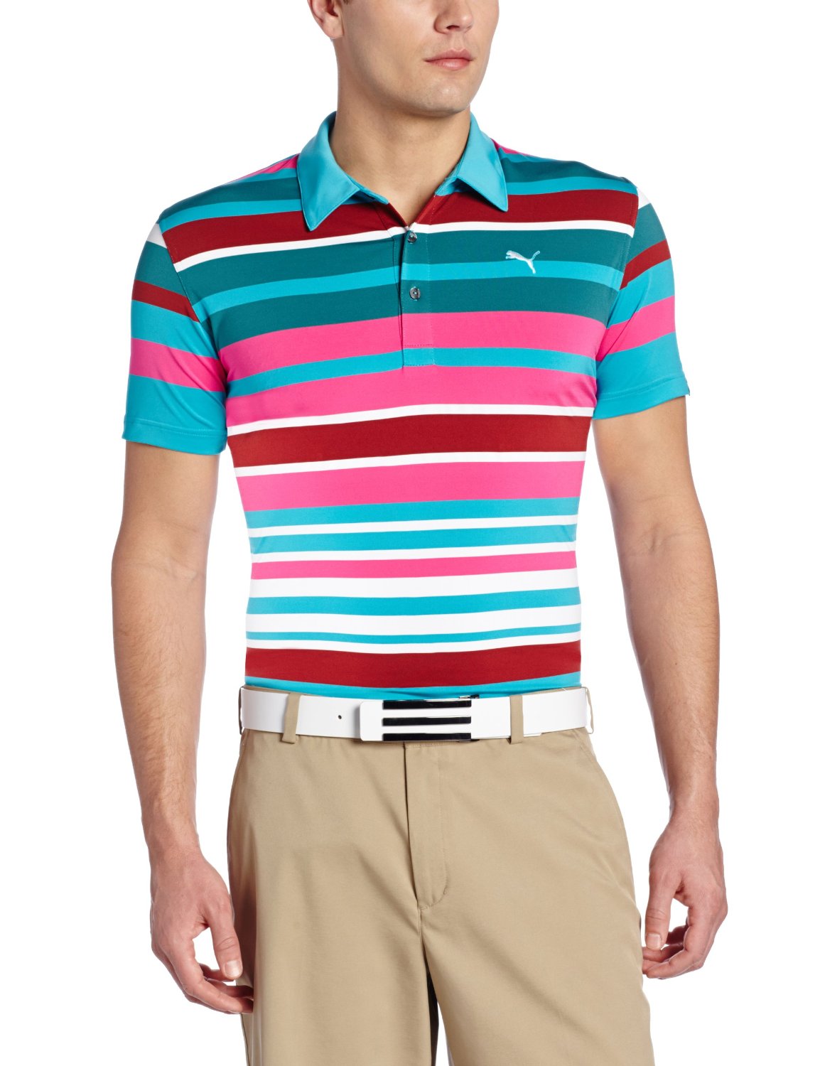 Mens Puma NA Roadmap Stripe Golf Polo Shirts