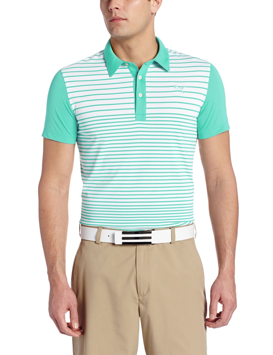 Puma Yarn Dye Stripe Block Golf Polo Shirts