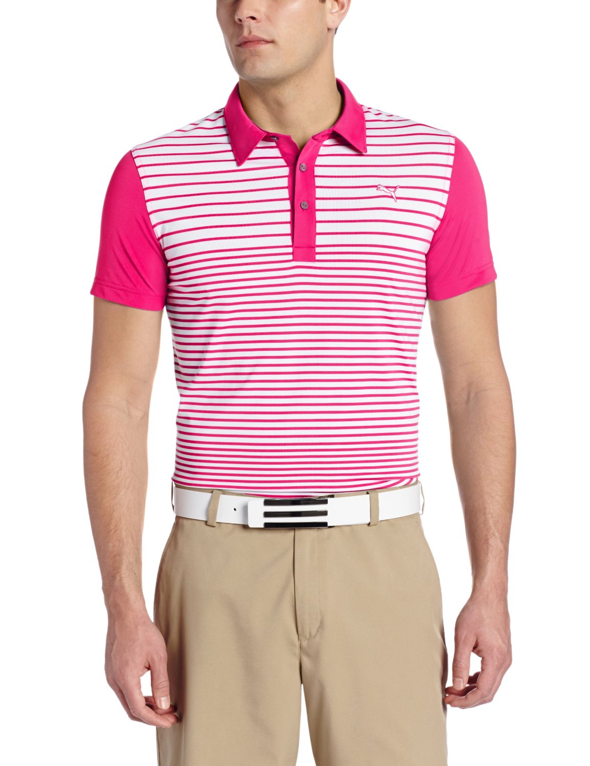 Puma Mens Yarn Dye Stripe Block Golf Shirts