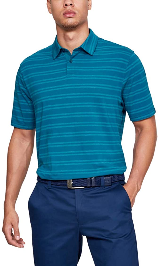 Mens Under Armour Charged Cotton Scramble Stripe Golf Polo Shirts