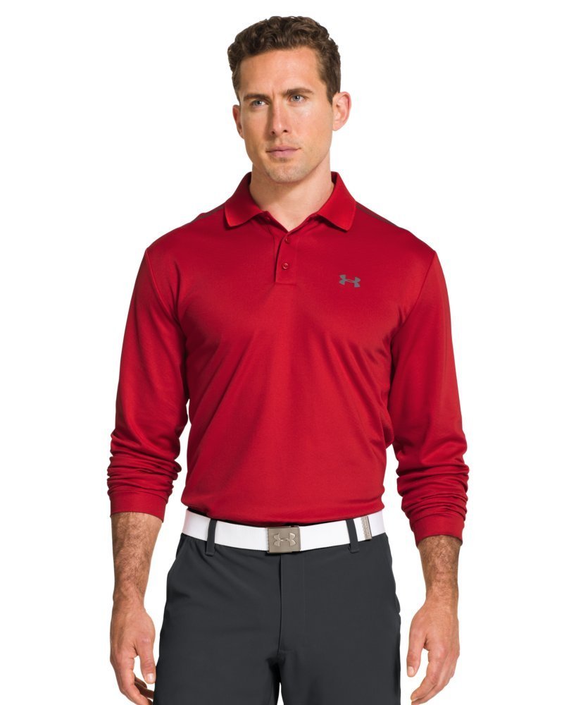 Mens UA ColdGear Infrared Performance Long Sleeve Golf Polo Shirts