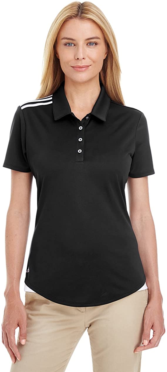 Adidas Womens 3 Stripes Shoulder Golf Polo Shirts