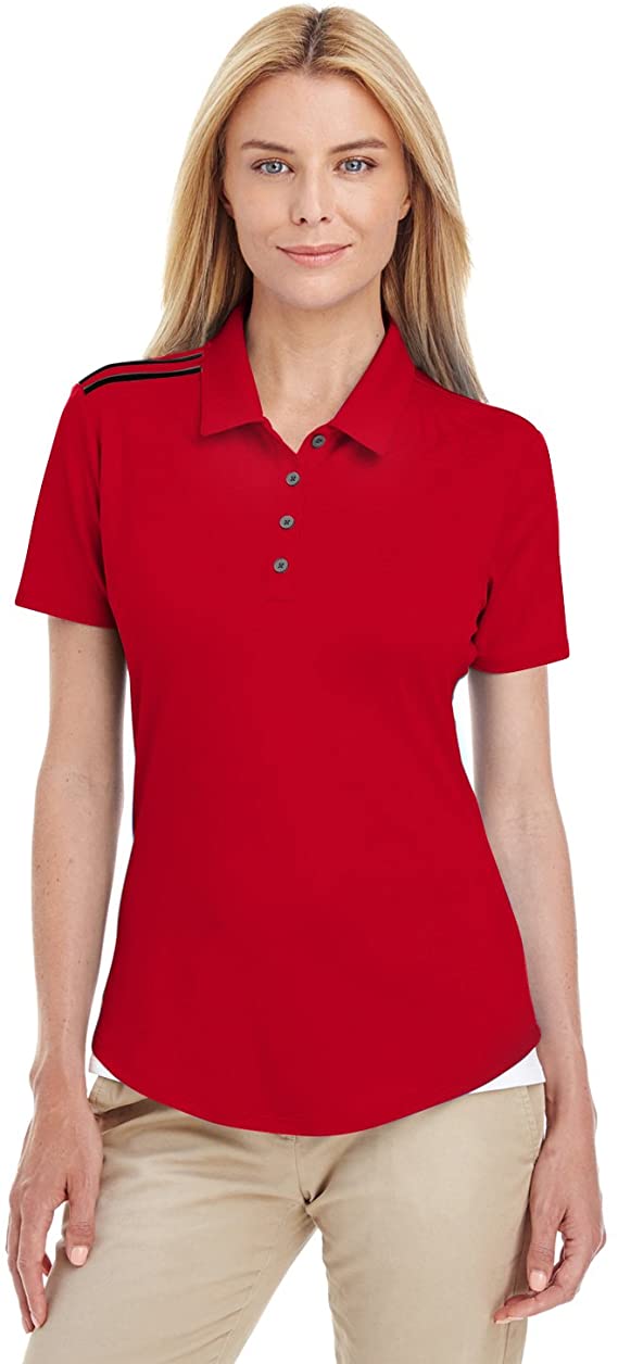 Adidas Womens 3 Stripes Shoulder Golf Polo Shirts