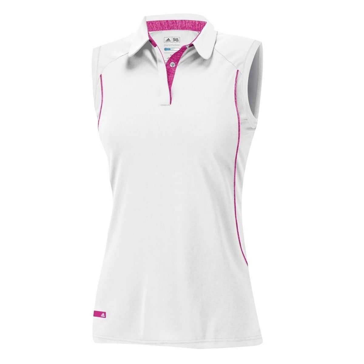 Womens Adidas Contrast Sliver Asymmetrical Sleeveless Golf Polo Shirts