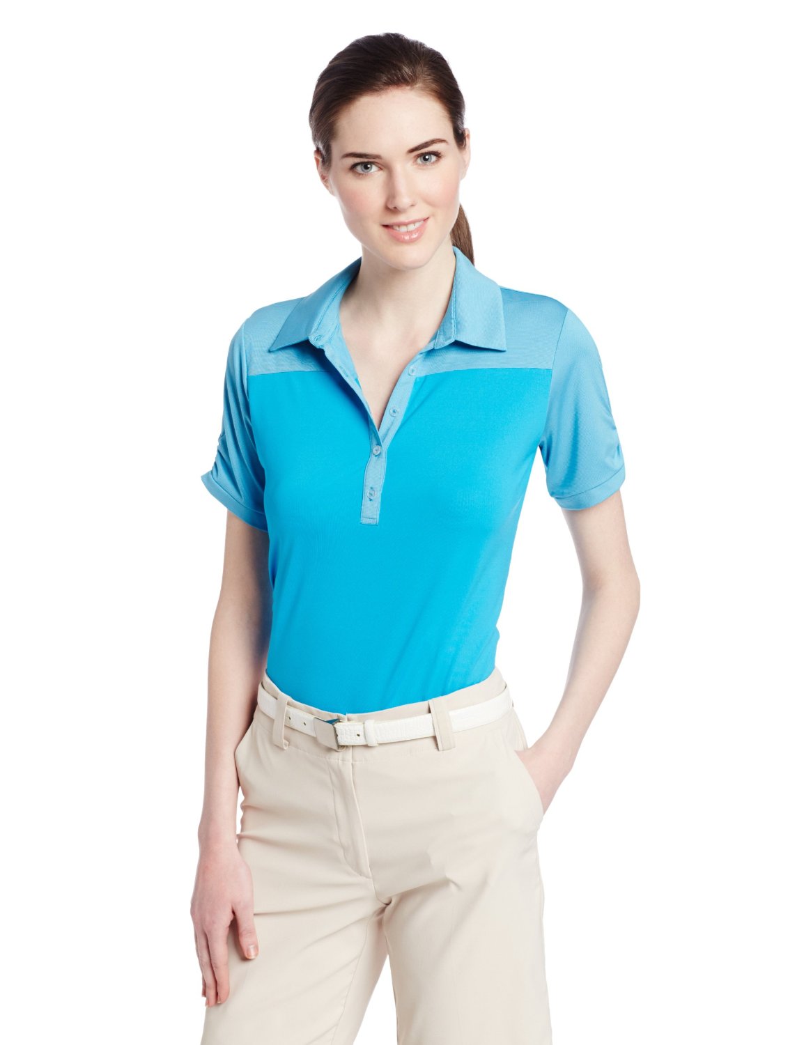 Adidas Womens Puremotion Microstripe Block Polo Shirts