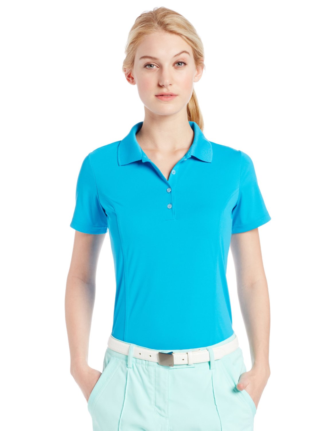 Womens Puremotion Solid Jersey Golf Polo Shirts
