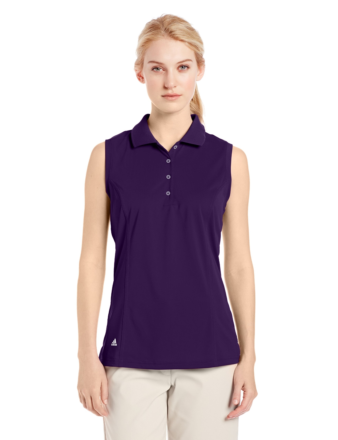 Adidas Womens Puremotion Solid Sleeveless Polo Shirts