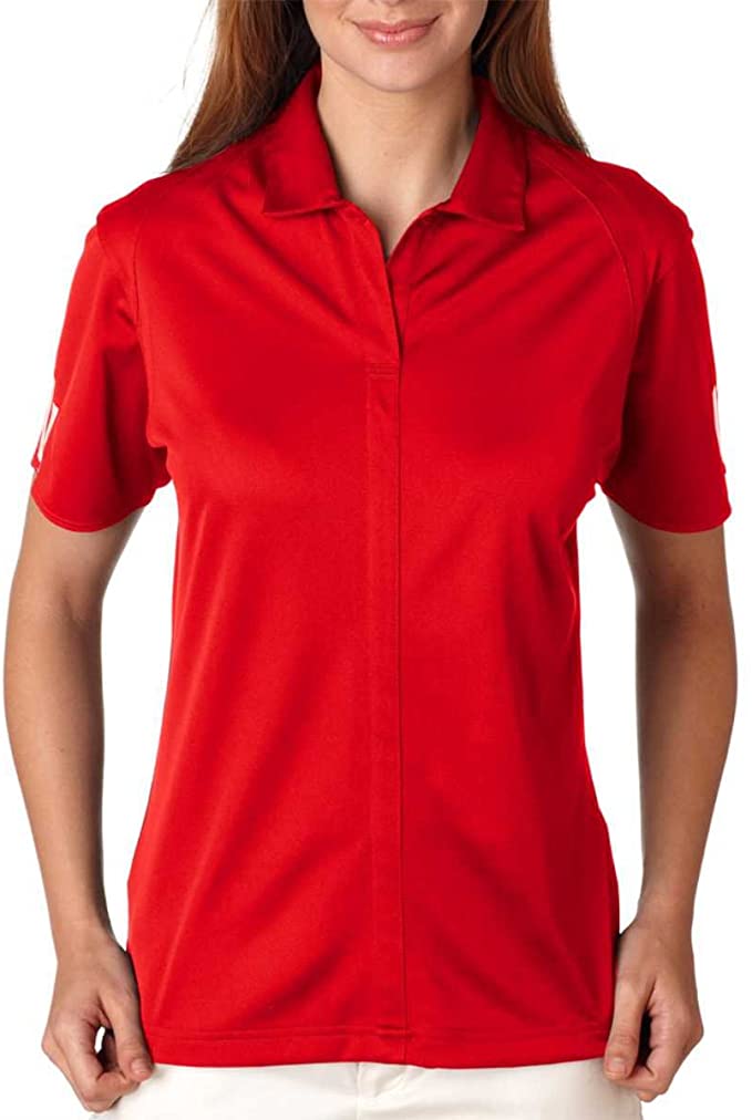 Adidas Womens Sports Climalite 3 Stripes Cuff Golf Polo Shirts