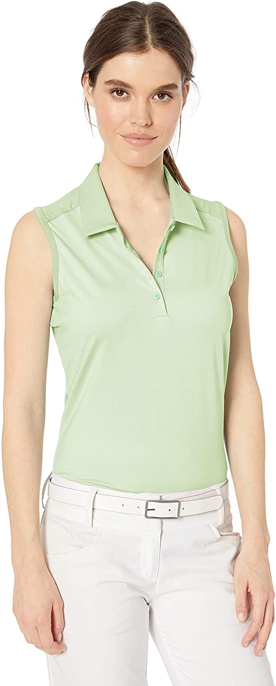 Womens Adidas Ultimate Heathered Sleeveless Golf Polo Shirts