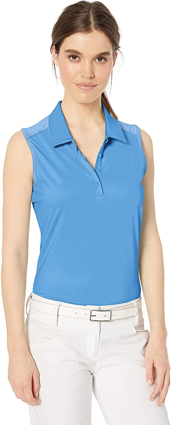 Adidas Womens Ultimate Heathered Sleeveless Golf Polo Shirts