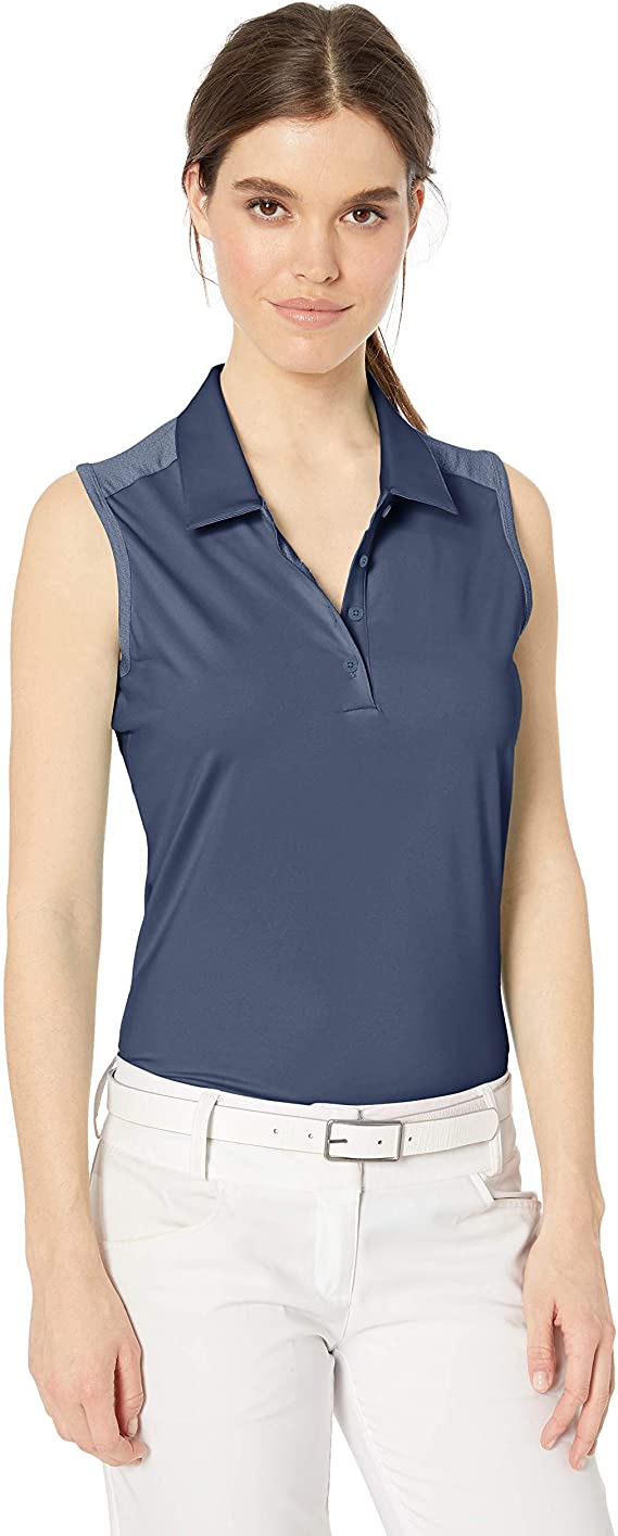 Adidas Womens Ultimate Heathered Sleeveless Golf Polo Shirts