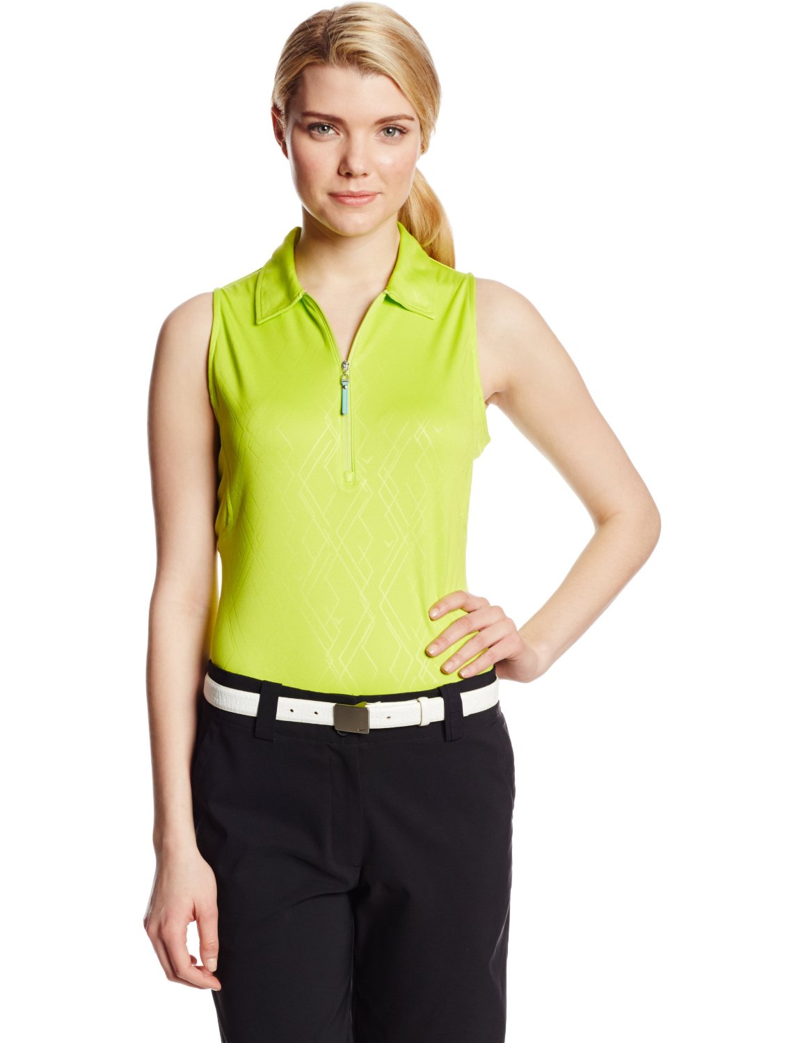 Callaway Womens Embossed Logo Print Sleeveless Polo Shirts