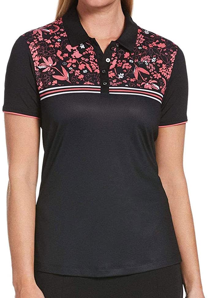 Womens Callaway Floral Print Chest Golf Polo Shirts