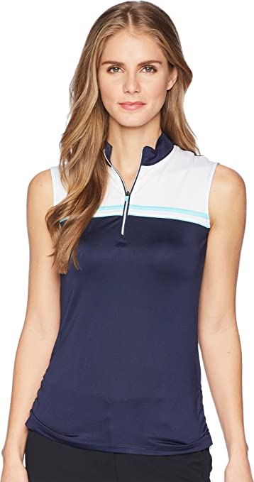 Womens Callaway Opti-Dri Color Block Sleeveless Mock Golf Polo Shirts
