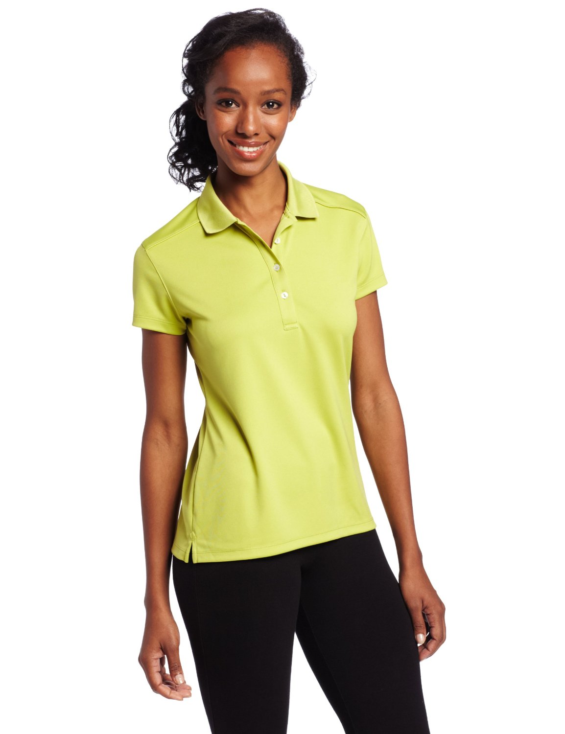 Womens Short Sleeve Solid Double Knit Golf Polo Shirts
