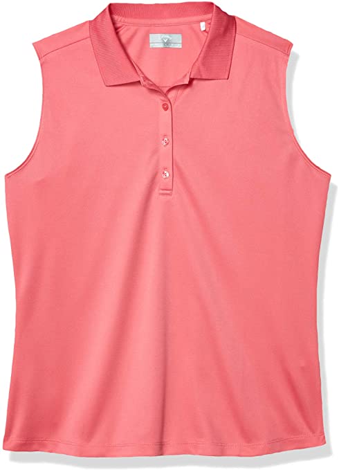 Callaway Womens Solid Knit Sleeveless Golf Polo Shirts