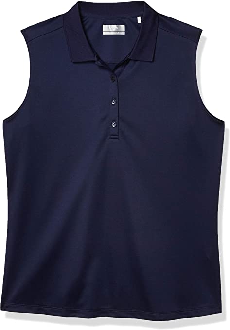 Callaway Womens Solid Knit Sleeveless Golf Polo Shirts