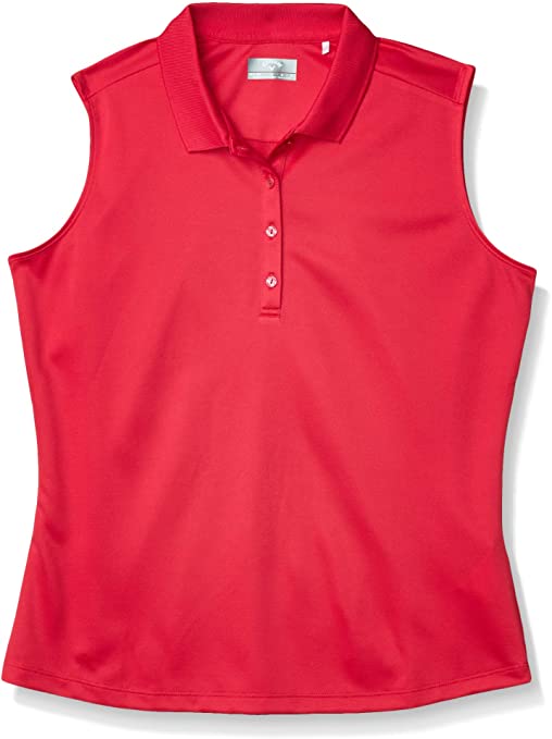 Callaway Womens Solid Knit Sleeveless Golf Polo Shirts