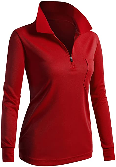 Womens Clovery Active Wear Pocket Golf Polo Shirts with Ribbed Collar