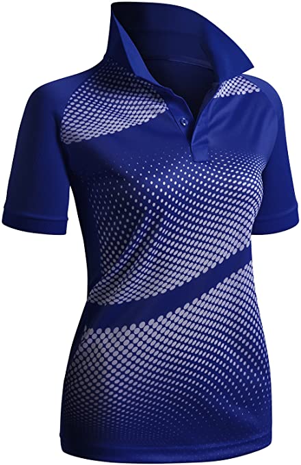 Womens Clovery Active Wear Short Sleeve Golf Polo Shirts with Ribbed Collar