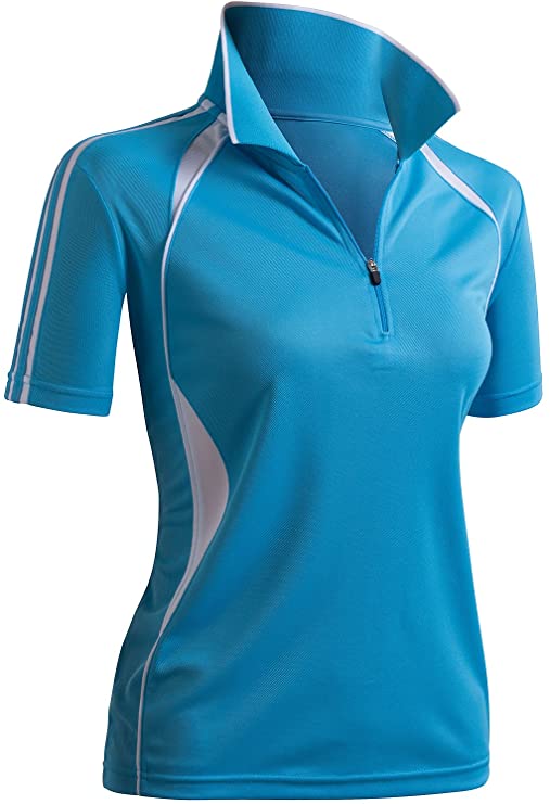 Womens Clovery Active Wear Zipup Golf Polo Shirts