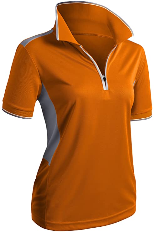 Clovery Womens Active Wear Zipup Golf Polo Shirts