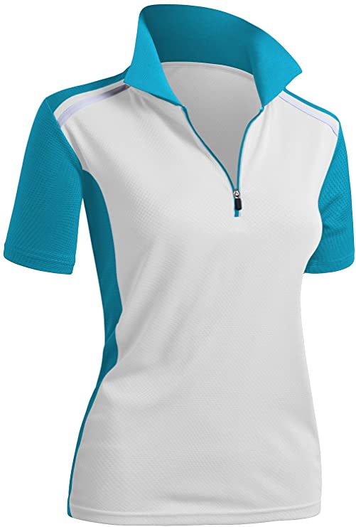 Clovery Womens Active Wear Zipup Golf Polo Shirts