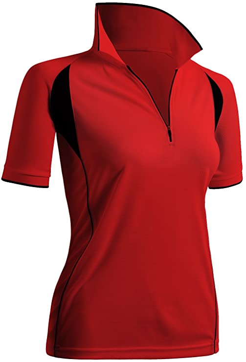 Clovery Womens Active Wear Zipup Golf Polo Shirts