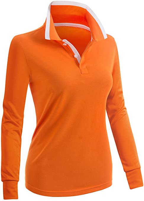 Clovery Womens Casual 2 Button Golf Polo Shirts