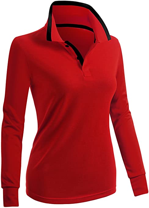 Clovery Womens Casual 2 Button Golf Polo Shirts
