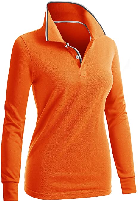 Womens Clovery Point Collar Design Golf Polo Shirts with Ribbed Collar