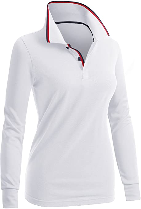 Clovery Womens Point Collar Design Golf Polo Shirts