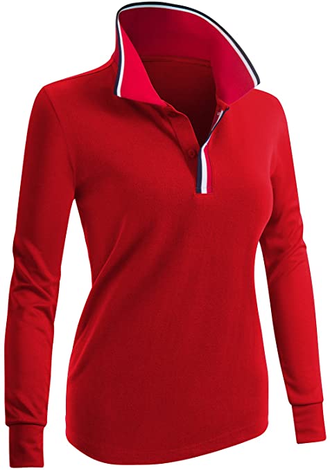 Clovery Womens Point Collar Design Golf Polo Shirts