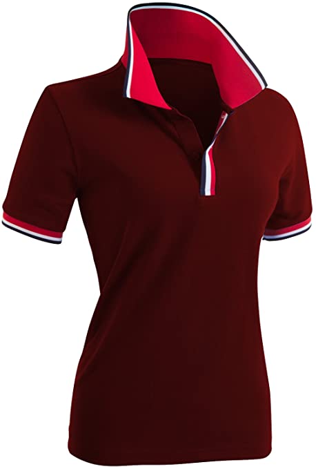 Womens Clovery Short Sleeve Point Design Golf Polo Shirts