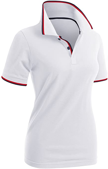 Clovery Womens Short Sleeve Point Design Golf Polo Shirts