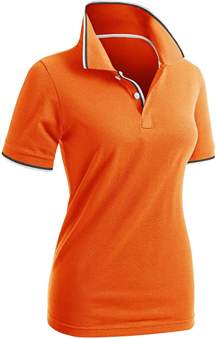 Clovery Womens Short Sleeve Point Design Golf Polo Shirts