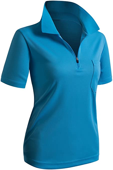 Clovery Womens Sports Wear Zipup Golf Polo Shirts