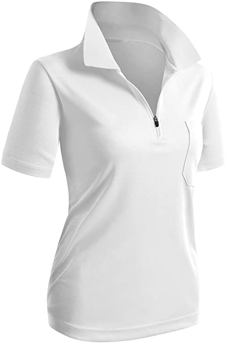 Clovery Womens Sports Wear Zipup Golf Polo Shirts