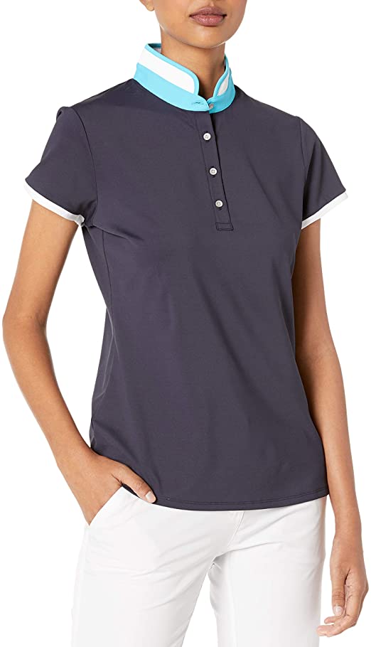 Cutter & Buck Womens Mock Neck Cap Sleeve Golf Polo Shirts