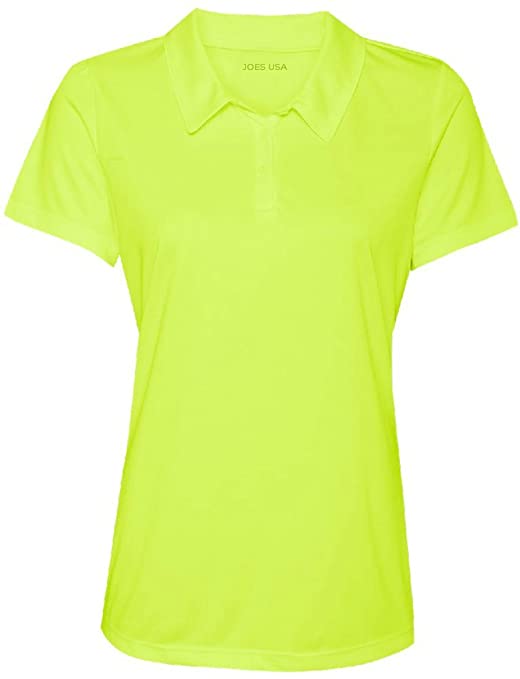 Womens Dri-Equip Button Golf Polo Shirts with Ribbed Collar
