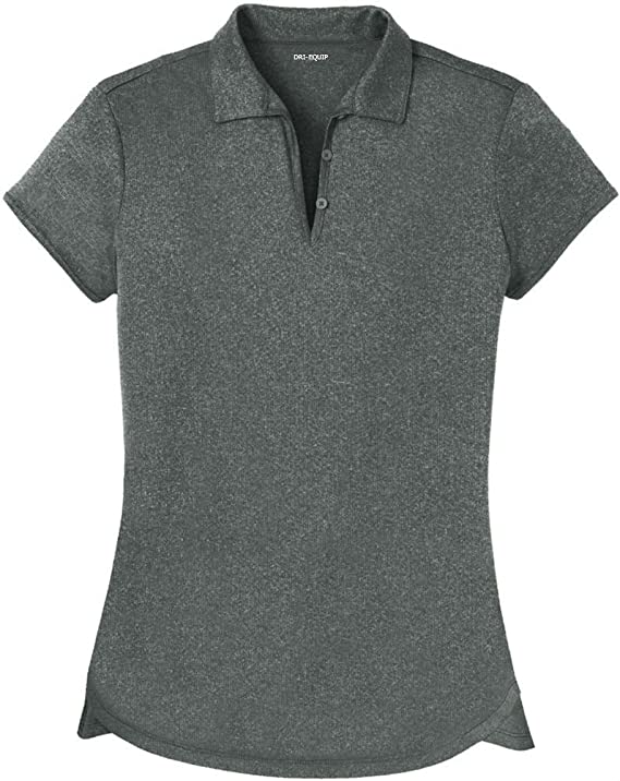 Womens Dri-Equip Moisture Wicking Heather Golf Polo Shirts with Ribbed Collar