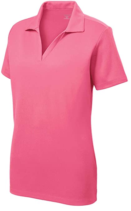 Womens Dri-Equip Racer Mesh Golf Polo Shirts with Ribbed Collar