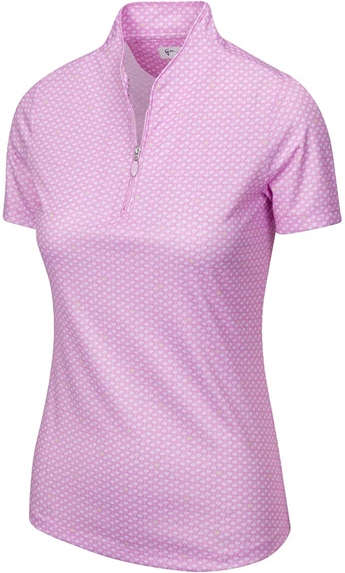 Greg Norman Womens Palm Tree Foulard Golf Polo Shirts