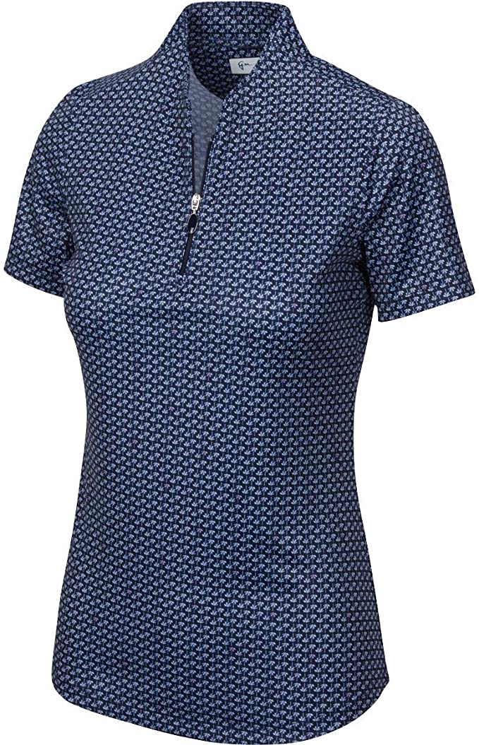 Greg Norman Womens Palm Tree Foulard Golf Polo Shirts