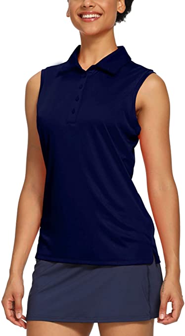 CQC Womens Sleeveless Quick Dry Golf Polo Shirts