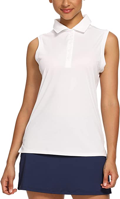 CQC Womens Sleeveless Quick Dry Golf Polo Shirts